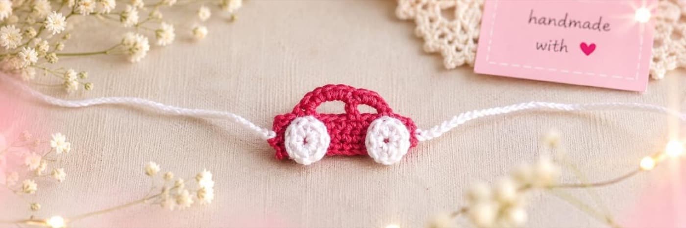 Handmade Crochet Car Rakhi — handmade crochet by Anzy Crochets