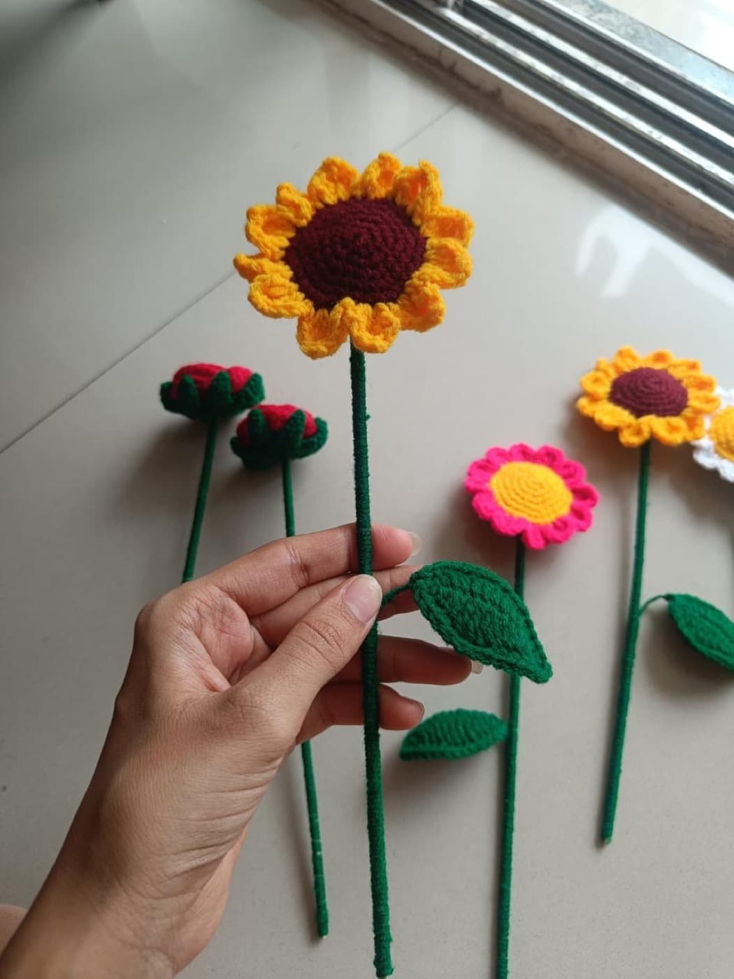 Handmade Crochet Sunflower Stem — handmade crochet by Anzy Crochets